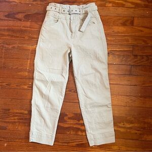 Beige High-Waisted Straight leg Utility pants